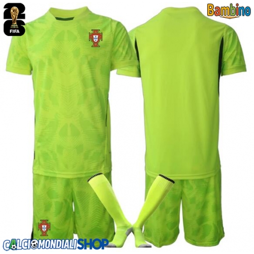 Maglie da calcio Portogallo Portiere Prima Maglia Bambino Mondiali 2026  Manica Corta + Pantaloni corti)